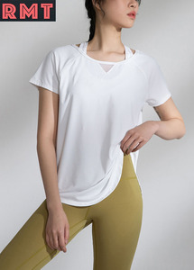 Camicie aperte da donna per allenamento da palestra per ginnastica da donna larghe da donna allacciano le camicie a maniche corte - Product Image 3