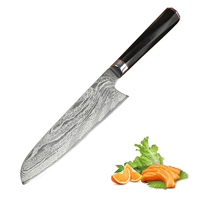 Couteau Santoku professionnel en acier damas 7.5 pouces, 73 couches, couteau Santoku noir G10