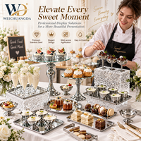 Support de présentation de gâteaux et desserts de luxe en acrylique argenté avec plateau de base étanche pour buffets et événements festifs