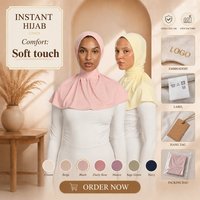 Hijab instantané ajustable en jersey de bambou avec bouton et bandeau, bonnet hijab en jersey modal pour femmes musulmanes, hijab musulman pour femme