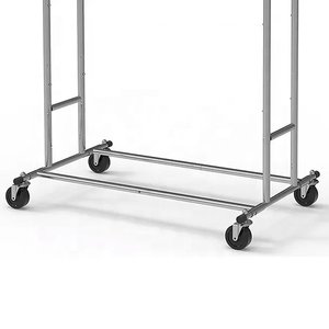 Exhibidor de Ropa Metálico de Doble Riel, Perchero Plateado, Soporte Metálico para Exhibición de Ropa en Tiendas - Product Image 4