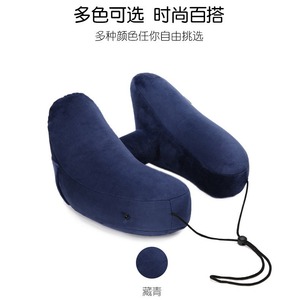 Inflatable U-<b>Shaped</b> Nap <b>Pillow</b> With Hat Summer Neck Support Travel Cervical <b>Pillow</b> 28x26x14cm Crystal Velvet Detachable - Product Image 4