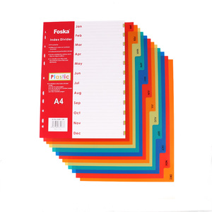 Foska fornitori <span class=keywords><strong>di</strong></span> cancelleria per ufficio PP <span class=keywords><strong>materiale</strong></span> plastico A4 11 fori rilegati a fogli mobili per Notebook indice con schede <span class=keywords><strong>di</strong></span> 12 mesi - Product Image 1