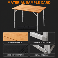 Tables pliantes réglables en hauteur pour le jardin, le pique-nique, le camping, la plage, en bambou, portables, trois tailles, ouverture rapide personnalisée