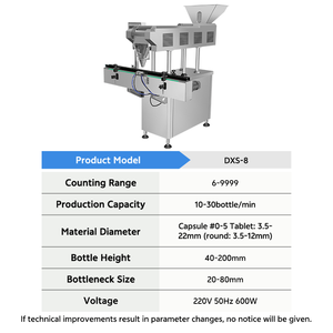 Compteur automatique de pilules DXMACH DXS-8 à 8 canaux pour huile de poisson, bonbons gélifiés, comprimés de lait, bonbons, écrous, quincaillerie, mise en bouteille, comptage - Product Image 2