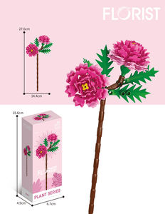 가장 인기있는 12 종 혼합 플라스틱 모란 꽃 DIY 빌딩 블록 꽃다발 세트 장난감 꽃 벽돌 키트 - Product Image 3