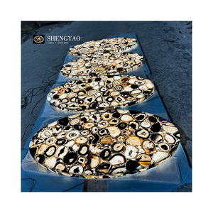 Chiếu Sáng Thiết Kế Backlit Khác Tự Nhiên Màu Đen Pha Lê Agate Bán Quý Đảo Đá Truy Cập - Product Image 4