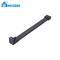 Connecteur de tube noir mat pour salle de bain, installation facile, barre de support de porte de douche flexible en acier inoxydable
