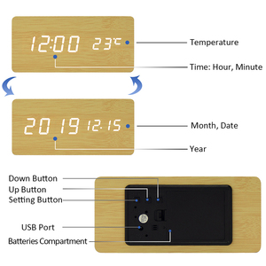 Precio competitivo, regalo promocional familiar, alarma, mesita de noche, grano inteligente, carga de <span class=keywords><strong>abogado</strong></span> inalámbrica, mesa de regalo de madera, cargador de reloj de escritorio - Product Image 3