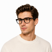 Montures Mazzucchelli Unisexe JS Brand en Acétate Noir, Lunettes Classiques à Charnière OEM, Modèle Écologique à Bas Prix, Assortiment de Lunettes