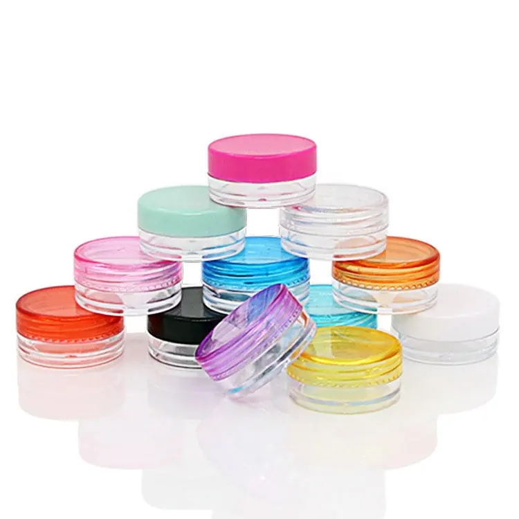 Mini 3g/5g Plastic Cosmetic Sample Jar With Colored Lid