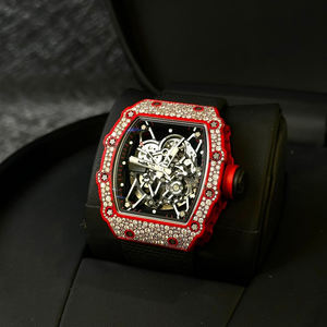 Reloj de Lujo para Hombre RM 35-02 – Caja de Fibra de Carbono Roja, Esfera Esqueleto con Diamantes de Imitación, Reloj Mecánico de Buceo Estilo Hip-Hop - Product Image 5