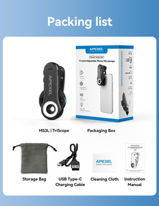 APEXEL 40X/80X/120X <span class=keywords><strong>Macro</strong></span> Focus Phone Microscope Lens avec lumière LED Phone Camera Attachment MF Focus ABS Material - Product Image 4