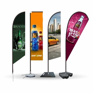 Advertising Business Feather Flags with Your Logo Rectangular Teardrop Flags for Malt Beverages and Drinks