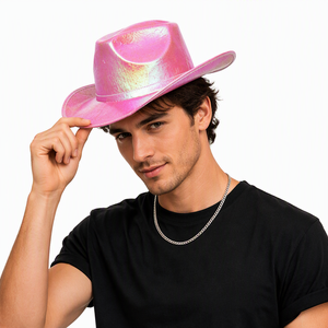 Sombreros Vaqueros LED Blancos de Poliéster en Oferta, Sombreros Vaqueros Holográficos con Luz para Decoración de Fiestas - Product Image 4