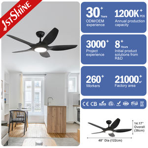 1stshine LED ventilateur de plafond noir 5 pales 48 pouces smart ventilateur de plafond avec télécommande et APP - Product Image 1