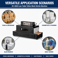 Machine d'emballage sous film rétractable automatique XICANG avec convoyeur en filet de téflon, plateforme basse, 6,6 kW, pour aliments et boissons, multi-paquets de grande taille
