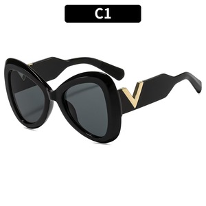 Lunettes de soleil unisexes rétro œil-de-<span class=keywords><strong>chat</strong></span> de haute qualité Rennes, nouveau design ovale anti-collision, protection UV400, monture noire intégrale en PC, pour extérieur et plage - Product Image 4
