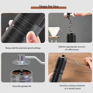 เครื่องบดกาแฟแบบ<span class=keywords><strong>มือ</strong></span><span class=keywords><strong>หมุน</strong></span>คุณภาพสูง ทำจากสแตนเลสทรงกรวย ตัวเครื่องอะลูมิเนียม ความจุ 20-25 กรัม เหมาะสำหรับใช้ในบ้านและนอกบ้าน - Product Image 4