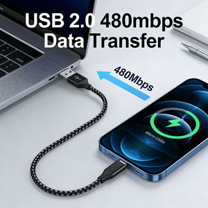 สายชาร์จไมโครยูเอสบี 50 ซม. 1 ม. 2 ม. คุณภาพสูง สายถักไนลอน 2.0 ความเร็วถ่าย<span class=keywords><strong>โอน</strong></span>ข้อมูล 480Mbps สายชาร์จเร็วไมโคร 30 ซม. 3A - Product Image 2