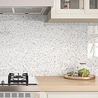 ORON DECO Autocollant en vinyle brillant effet marbre, papier peint auto-adhésif, blanc granit, imperméable, pour cuisine