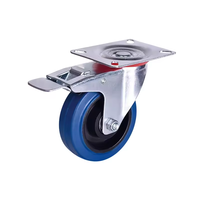 Roue pivotante silencieuse Kingstrong de 5 pouces, robuste, industrielle, bleue, avec frein, en caoutchouc élastique, chariot, roue pivotante de 125 mm, 100 kg