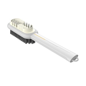 Cepillo para zapatos de gamuza blanco 2 en 1 con cerdas suaves y mango de goma para limpieza profunda de calzado - Product Image 3