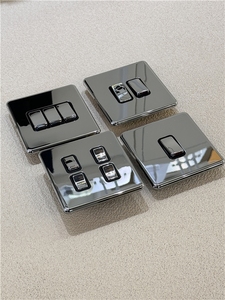 Interrupteur mural moderne 86 avec prise, panneau en acier inoxydable, miroir argenté, <span class=keywords><strong>chrome</strong></span> brillant, UK13A EU16A, multi-prises européennes - Product Image 3