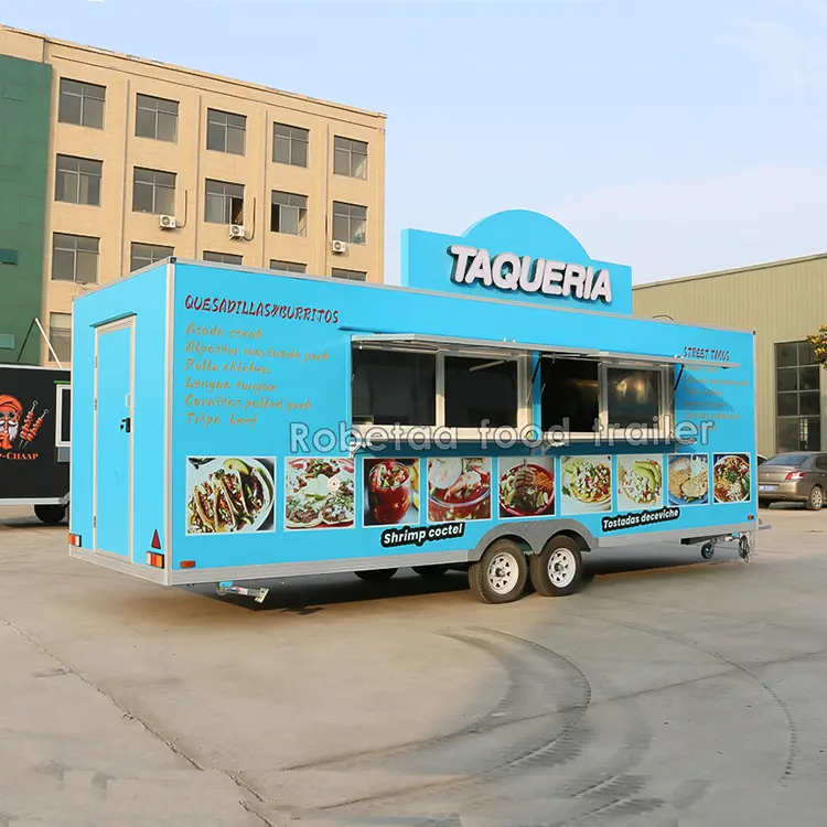 Robetaa reboques de comida personalizados carrinho de comida totalmente equipado churrasco frango frito pizza caminhão de comida móvel