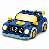 Réveil numérique de table en blocs de construction Voiture de police pour enfants, jouet de collection, veilleuse, cadeau de chevet, personnalisation OEM ODM