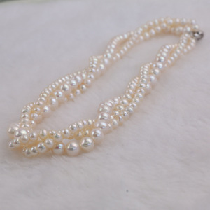 สร้อยคอมุกน้ำจืดจูจี้ 4-7 มม. แบบเกลียว หลายชั้น คล้องไหปลาร้า ผลิตภัณฑ์จากผู้ผลิตขายส่ง - Product Image 4