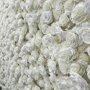Benutzer definierte 3D Stoff Blume Wand Hochzeit Faux Seide Rose Blume Wand Panel Hintergrund Möbel Dekoration