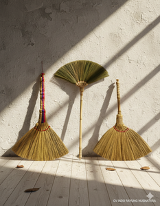 Escoba de Fibra de Palma SMS con Mango de Bambú, Escoba Resistente para Barrer Pisos en Exteriores, para Limpieza del Hogar - Product Image 3