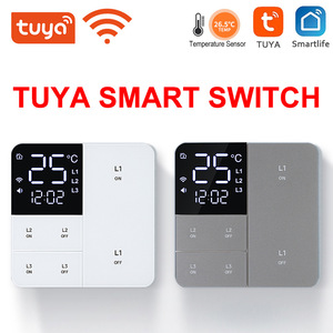 Tuya thông minh 3gang tường điều khiển từ xa Wifi thông minh chuyển đổi nhiệt độ và độ ẩm với màn hình hiển thị chuyển đổi - Product Image 2