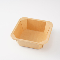 Boîte à emporter carrée rigide en papier kraft imperméable avec couvercle transparent pour snacks, riz, nouilles, desserts, sushis – Fourniture en gros pour la restauration