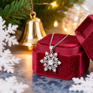 Collar con Colgante de Copo de Nieve Texturizado para Mujer, Estilo Vintage, Collar con Dije Festivo, Joyería de Moda, Regalo para Uso Diario - Product Image 2