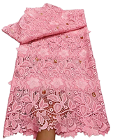 NI.AI Nouveau design Tissu en dentelle guipure avec broderie florale 3D et pierres, dentelle africaine pour robe de soirée et de mariée