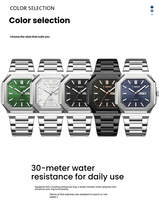 Montre pour homme, esthétique haut de gamme, cadran carré, calendrier simple, style élégant, bracelet en acier inoxydable, montre à quartz