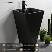 Lavabo sur pied ovale en céramique écologique moderne ORTONBATH, style européen, noir, pour hôtel.