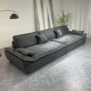 <b>Sofa</b> L-Shaped Straight Creamy Fabric Upholstered Foam Filling Living Room Furniture - Product Image 2