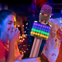 Microphone bluetooth professionnel avec karaoké lumineux, pour la maison et les enfants