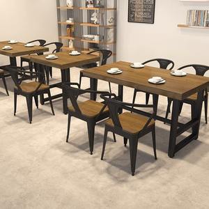 Tables et chaises design en bois massif Style industriel Bistrot <span class=keywords><strong>Restaurant</strong></span> <span class=keywords><strong>Barbecue</strong></span> Snacks Restauration Salle à manger commerciale - Product Image 3
