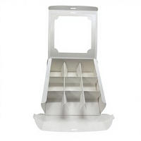Boîte en carton pliable de type dossier, recyclable, de qualité alimentaire, en carton ivoire, à 9 compartiments, avec fenêtre ajourée en forme de nuage et gaufrage