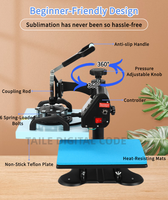 Presse à Chaud Compacte Pivotante 10x12 Pouces – Machine de Sublimation Numérique Plate pour DIY, Petites Entreprises, T-shirts et Sacs Fourre-tout