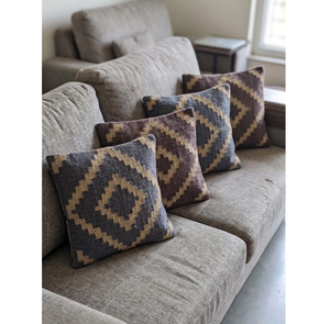 Housse de coussin géométrique bohème faite à la main, gris beige, en coton tissé et jute, pour canapé, salon, chambre, décoration intérieure - Product Image 1