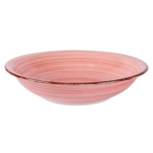 Bol à soupe ménagère en céramique, de grande capacité, vaisselle en céramique, design peint à la main, rose violet, 1 pièce - Product Image 3