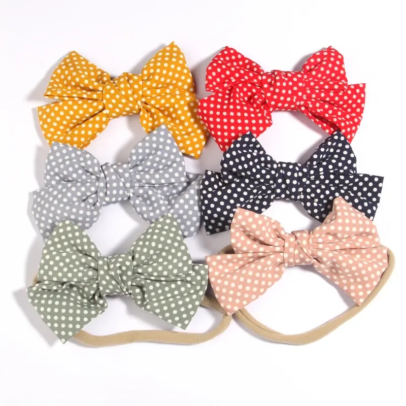 4,8 "12cm algodón Lino leopardo impreso Bowknot diadema sólida para niña cinta para la cabeza niños pequeños banda accesorio para el cabello infantil