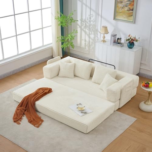 <span class=keywords><strong>Divano</strong></span> <span class=keywords><strong>Letto</strong></span> Pieghevole Moderno 4-in-1 in Corduroy, Senza Montaggio, Divanetto Trasformabile, <span class=keywords><strong>Divano</strong></span> da Terra, Futon - Product Image 3
