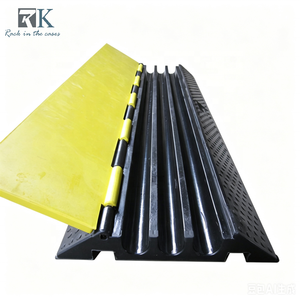 Wholesale Cable Ramp 1 2 3 4 <b>5</b> Channels Cable Protector Ramp Rubber Cable Ramp with Yellow Lip for Outdoor Indoor - Product Image 1