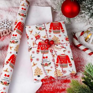 Christmas Wrapping <b>Paper</b> <b>Roll</b> 17 Inch X 33 Feet Red White Sweater Tree Design Eco Friendly Gift <b>Wrap</b> - Product Image 2